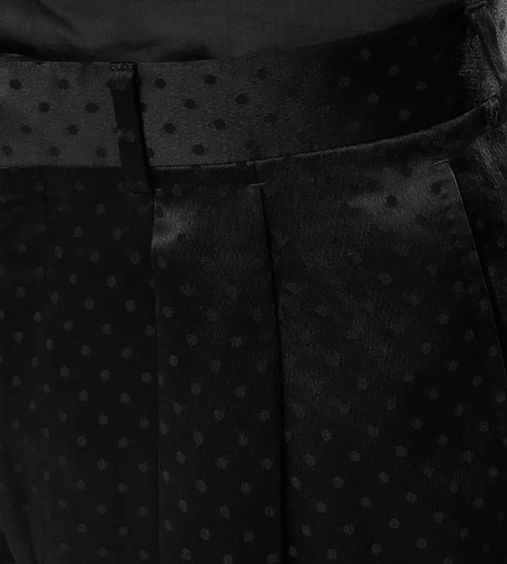 SATIN POLKA DOT JACQUARD DOUBLE PLEAT PANT BLACK online